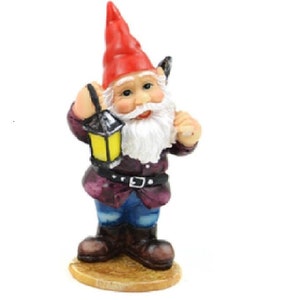 Gnome with Lantern, Camping Gnome, Exploring Gnome,Gift for Gnome Collector, Gnome Cake Topper