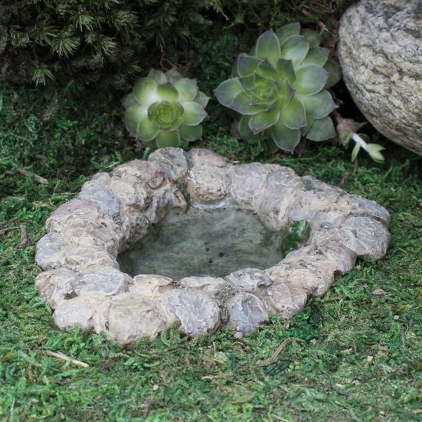 Fairy Garden Stone Pond,  Pond Surrounded by Rocks, Fairy Garden Water Feature