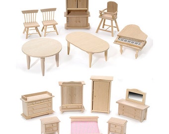 unpainted dollhouse furniture
