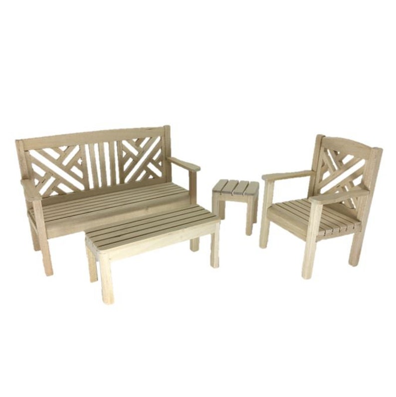 Dollhouse Deck Furniture, Miniature Outdoor Furniture, Unfinishe Dollhouse Deck Furniture, Miniature Outdoor Furniture, Unfinishe