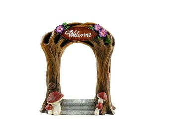 Fairy Garden Brown Tree  Archway with Flowers