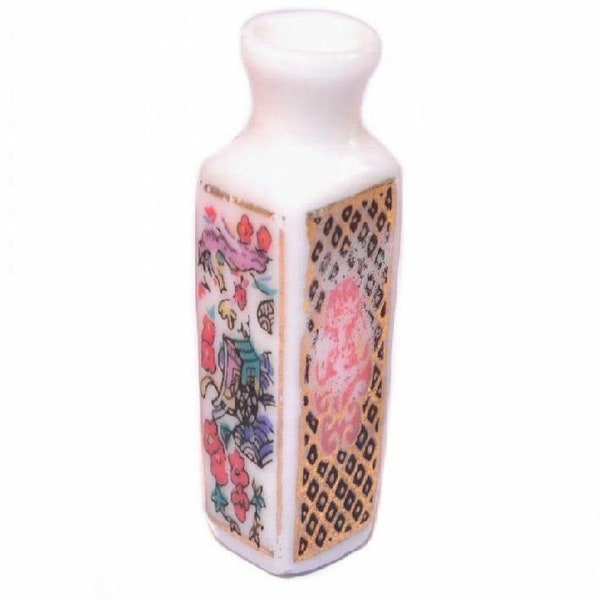 Miniature Decorative Imari Painted Vase, Japanese Dollhouse Vase