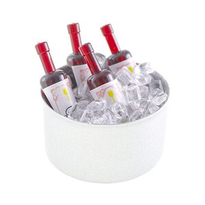 Bouteilles de vin miniatures, Vin dans un seau à glace, Boisson pour adulte, Boissons de fête, Mini accessoire de cuisine