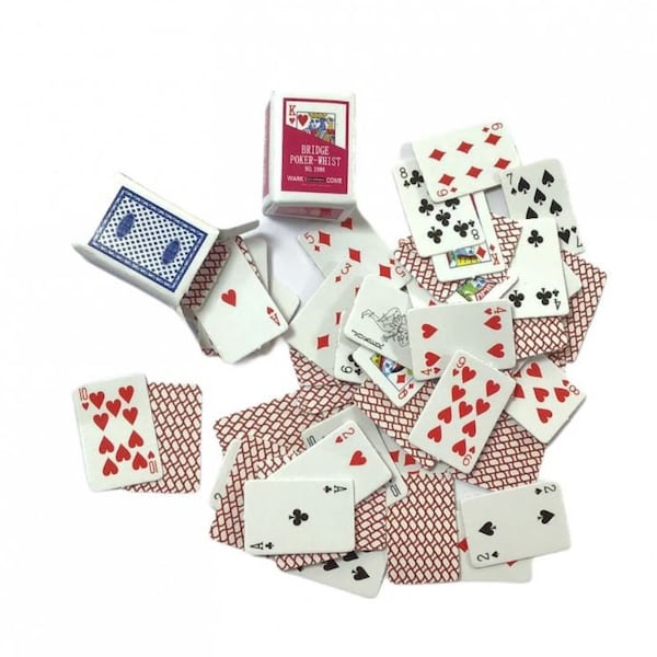 Miniature Playing Cards, 1 Deck 52 of Dollhouse Cards