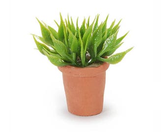 Miniature Artificial Green Dollhouse Plant in Terracotta Pot