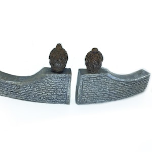 Micro Mini Acorn Topped Gate,  Gray Stone Wall Fairy  Garden Entry, Terrarium Accessory