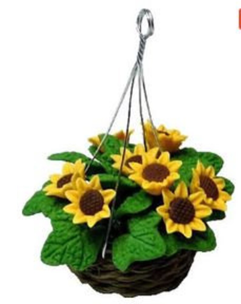 Artificial Dollhouse Hanging Basket Sunflower or Pansy Etsy