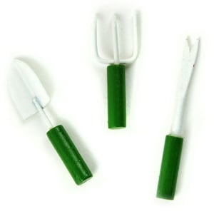 Miniature White and Green Garden Tools, Fairy Garden Equipment, Plant and Garden, Farm Tools, Fairy Garden Accessory