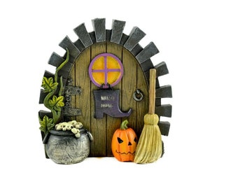 Halloween Door with Pumpkin and Broom