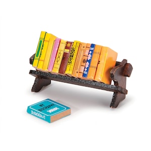 Miniature Books on Book Rack, Dollhouse Books, Set of Dollhouse Books, Dollhouse Library