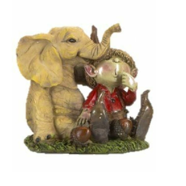 Pixie With Elephant, Fairy Garden Accessory, Gift for Collector of Elephant Miniatures, Pixie Collector's Gift, Birthday Gift