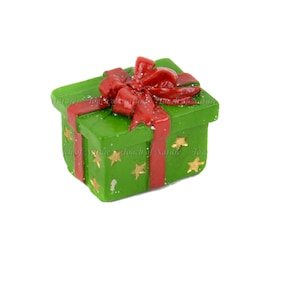 Fairy Garden Christmas Present, Miniature Gift Box with Red Bow, Holiday Garden Miniature Gift Accessory, Cake Topper