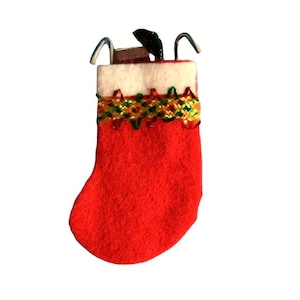 Miniature Christmas Stocking,  2&quot; Red Dollhouse Holiday Stocking