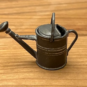 Miniature Metal Watering Can, Rustic Gray Fairy Garden Flower Pitcher