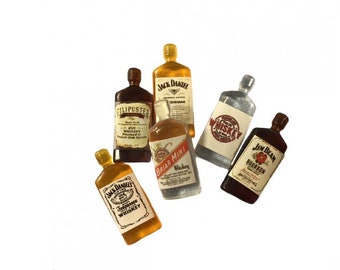 Miniature Dollhouse Liquor Bottles, Set of 6