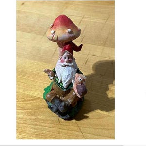 Miniature Gnome Holding a Snail, Fairy Garden Gnome, 3.5&quot;