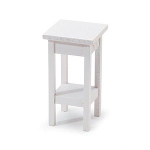 Mesa auxiliar blanca en miniatura para casa de muñecas, escala 1:12