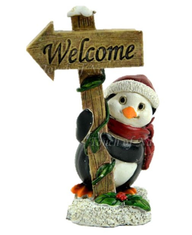 Winter Welcome Sign, Penguin With Welcome Sign, Christmas Welcome Sign, Holiday Welcome Sign image 2