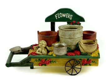 Fairy Garden Flower Cart on Wheels