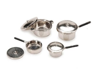 Dollhouse Miniature Metal Pots and Pans