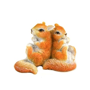 Two Miniature Squirrels, Friendly Squirrel Figurine, Squirrel Cake Topper