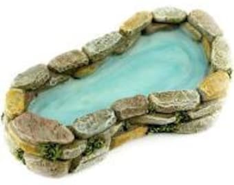 Fairy Garden Pond,  Pond Surrounded by Stone and Moss,  Fairy Pond Landscaping,   Terrarium Pond