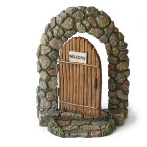 Arched Stone Doorway, Standing Fairy Garden Welcome Door, 7&quot; Doorway