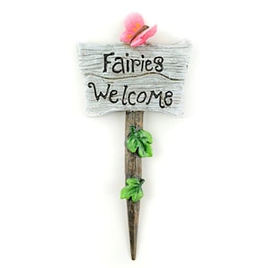 Fairies Welcome Sign, Spring Sign, Fairy Garden Accessory, Fairy Cake Topper