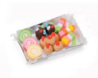 Miniature Candy Tray,  Assorted Dollhouse Candy,  Fairy Sweets, Gnome Bakery Set,  Gift for a Baker, Shadow Box Candy