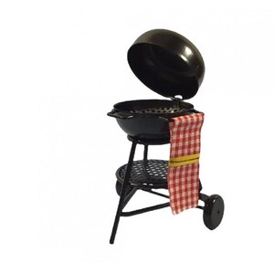 Miniature Kettle Barbeque Grill,  Dollhouse Outdoor Cooker, Miniature Camp Stove