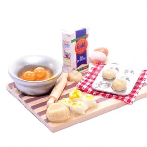 Dollhouse Miniature  Baking Set,  Dollhouse Kitchen Miniature, Dollhouse Cooking