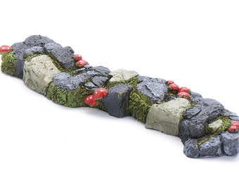 Gray Stone Path with Red Mushrooms, Fairy Garden Landscaping, Terrarium Walkway