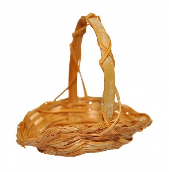 Miniature Open Basket With Handle Flower Basket Wide Basket Etsy