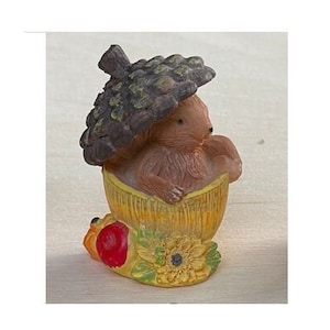 Fall Squirrel in an Acorn, Miniature Squirrel with Acorn Top, Fall Squirrel Cake Topper