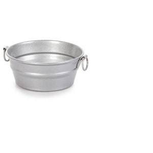 Metal Wash Tub, Fairy Garden Miniature Tub with Handles, Dollhouse Accessory, 1.75&quot; Tub
