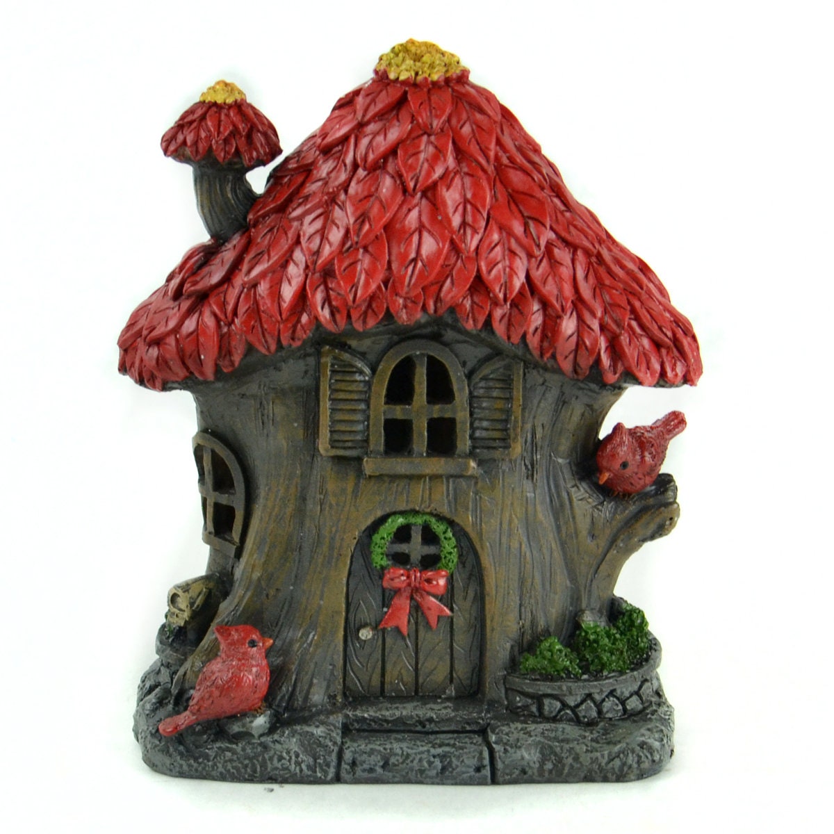 Miniature Dollhouse FAIRY GARDEN Red Roof Tree House 