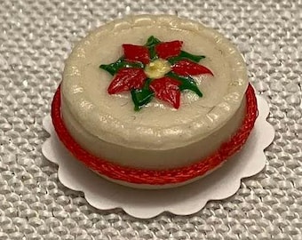 Dollhouse  Miniature Christmas Holiday Cake