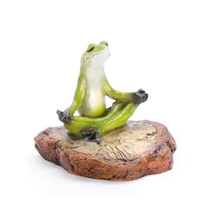 Meditating Yoga Frog, Green Frog, Zen Garden Frog, Yoga Gift