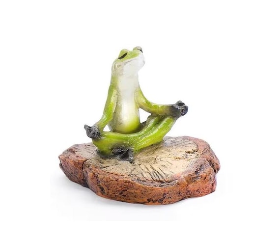 Meditating Yoga Frog, Green Frog, Zen Garden Frog, Yoga Gift 