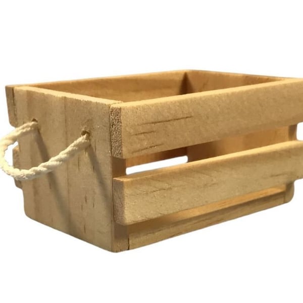 Miniature Wood Crate, Fairy Garden Crate for Fruits, Vegetables, Flowers