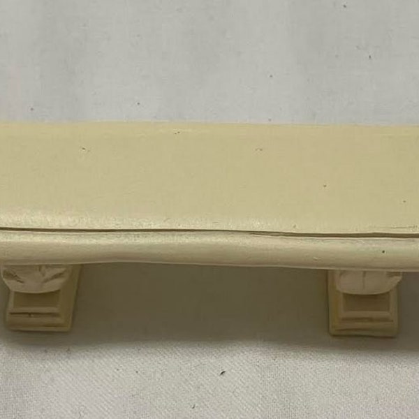 Miniature Cream  Fairy Garden Bench,  Resin Garden Seat, 1:12 Scale