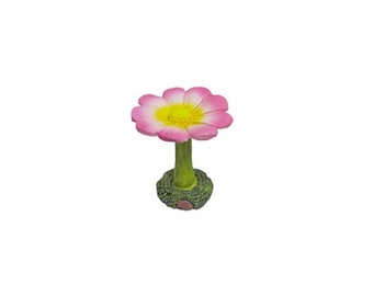 Miniatuur vogelbadje met roze bloem