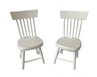 Pair of White Dollhouse Chairs 1:12 Scale