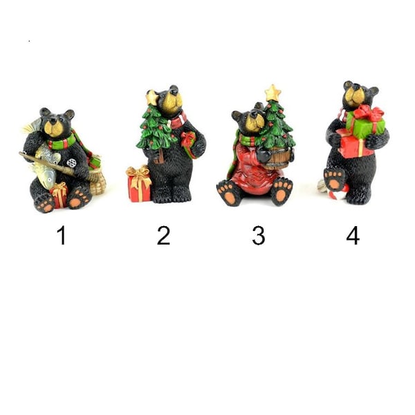 Holiday Black Bears, Christmas Bears, Holiday Fairy Garden Bears