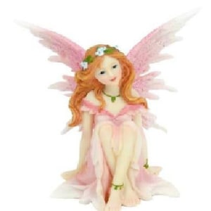 Sitting Pink Fairy, Spring Garden Fairy,  Birthday Gift, Table Decor