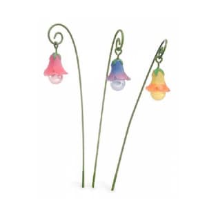 Miniature Glow Lights, Flower Street Lights, Fairy Garden Glow in the Dark Hanging Lights, Set of 3 Mini Garden Lights