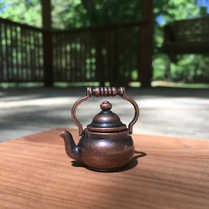 Miniature Antique Copper Kettle,  Dollhouse Teapot