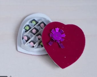 Dollhouse Miniature Heart Box of Chocolates