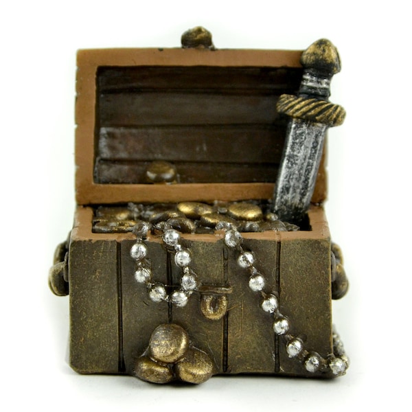 Miniature Pirate Treasure Chest, Pirate Booty, Pirate Loot Cake Topper, Pirate Fairy Garden Accessory