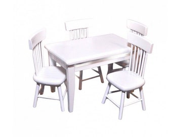 Miniature White  Kitchen Table and 4 Chairs